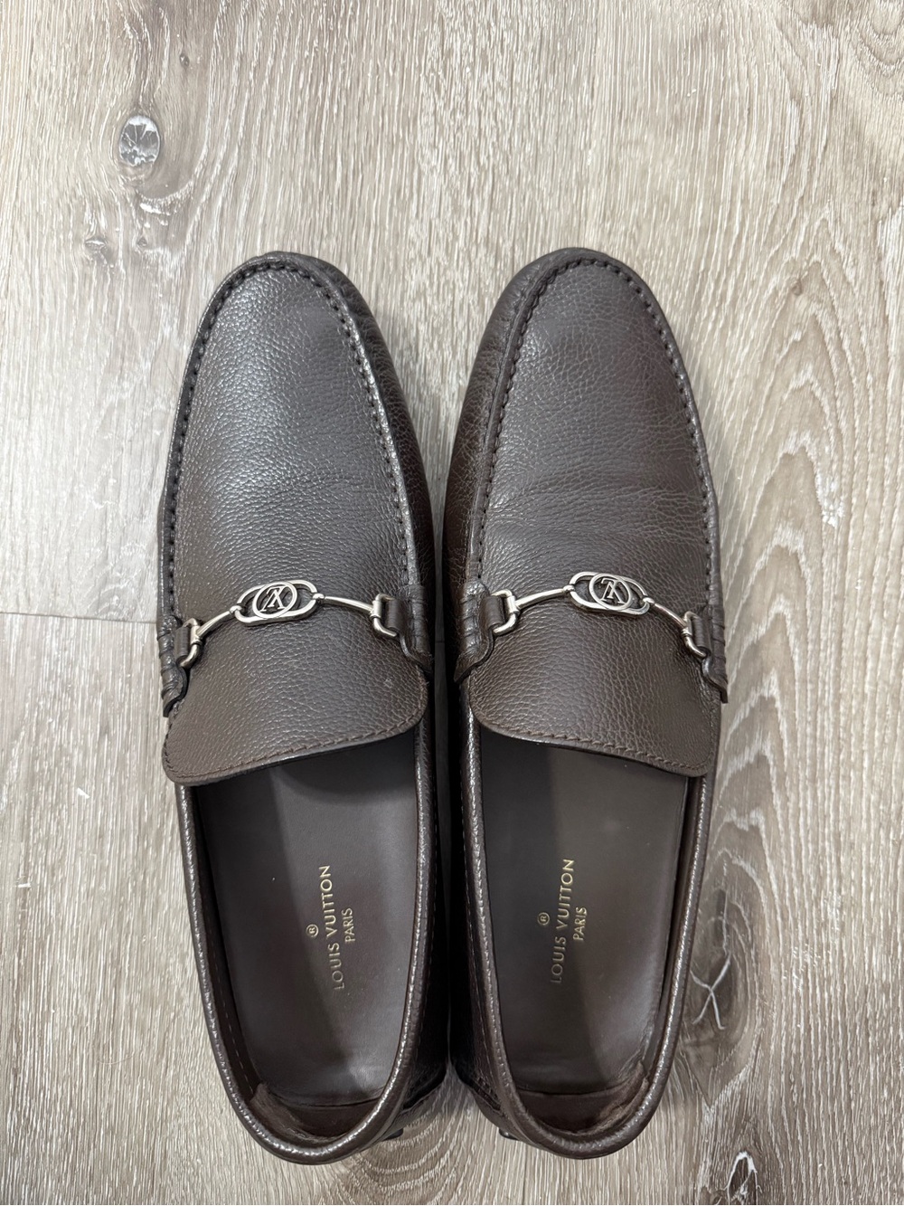 Louis Vuitton Dark Brown Pebbled Leather Bit Loafers